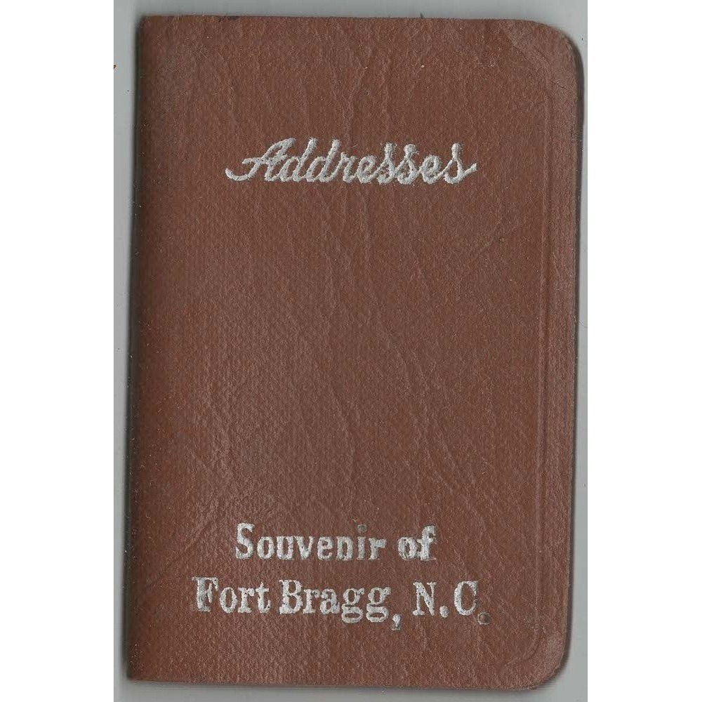 Vintage Fort Bragg NC Souvenir Pocket Address Book Brown Faux Leather Unused
